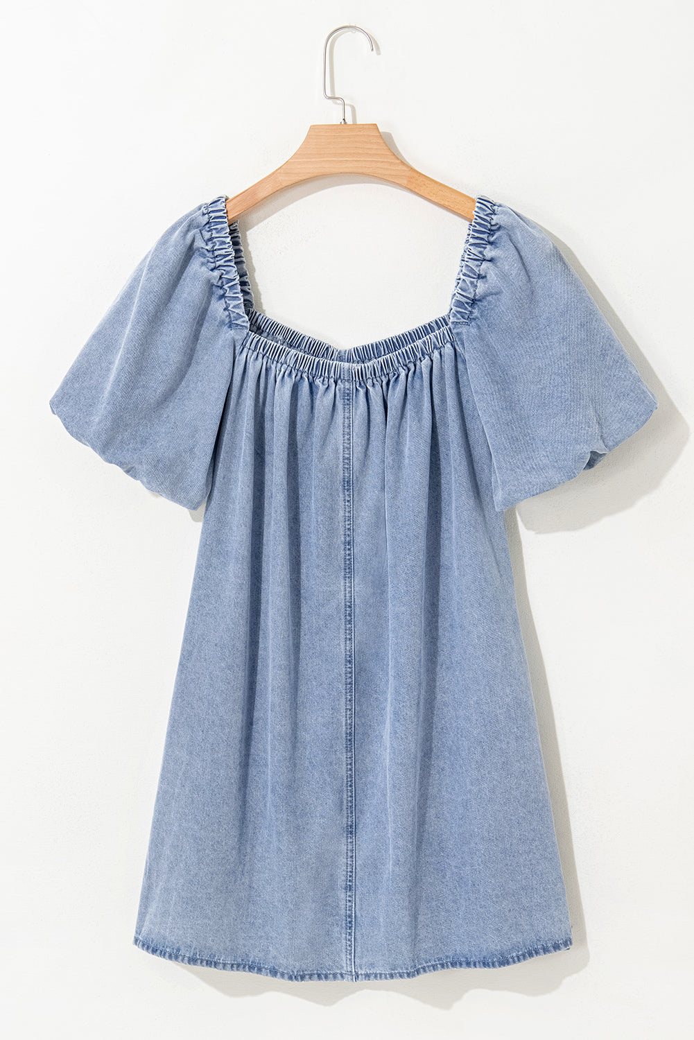 Denim Bubble Sleeve Babydoll Mini Dress RTS