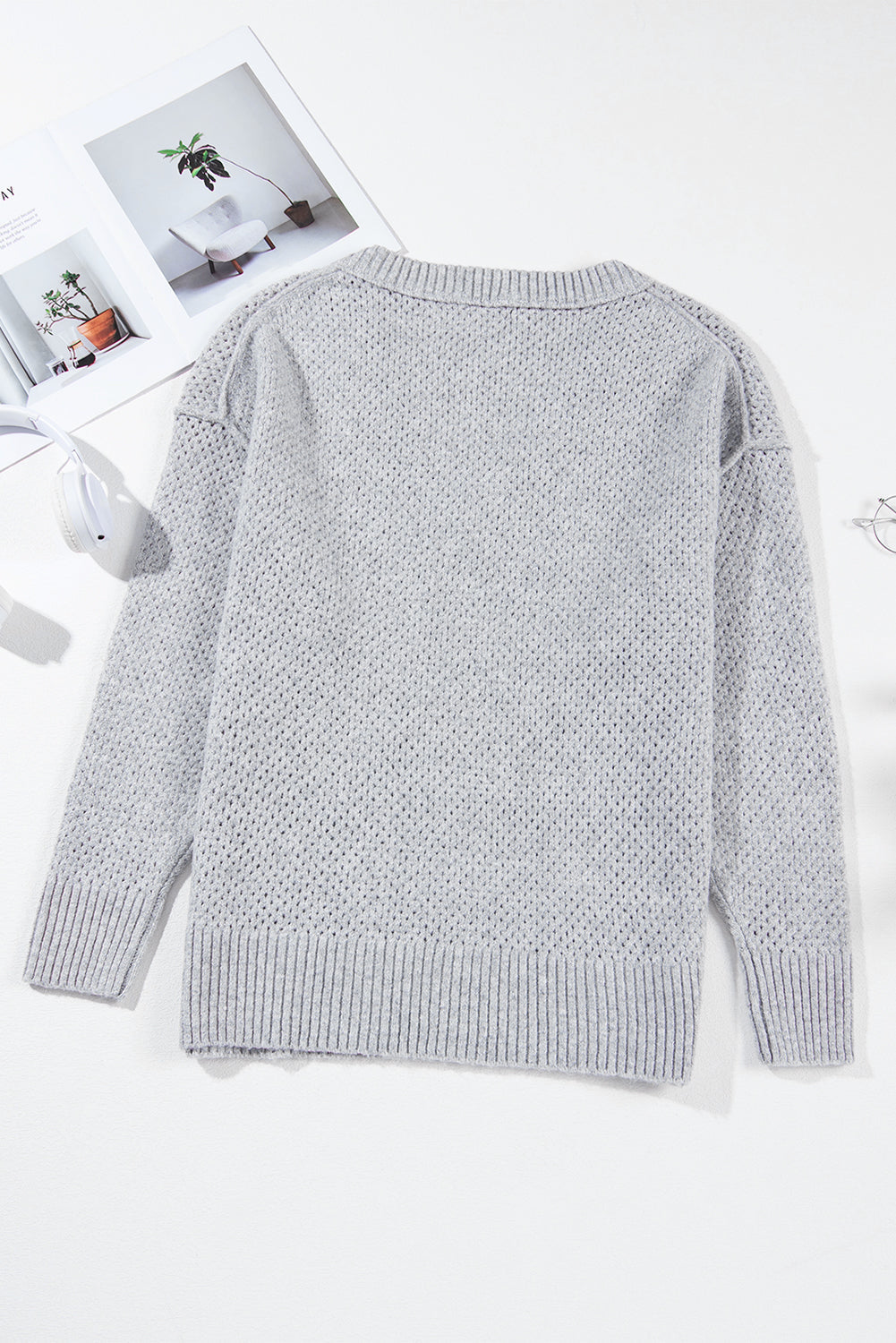 Light Grey Drop Shoulder Sweater RTS