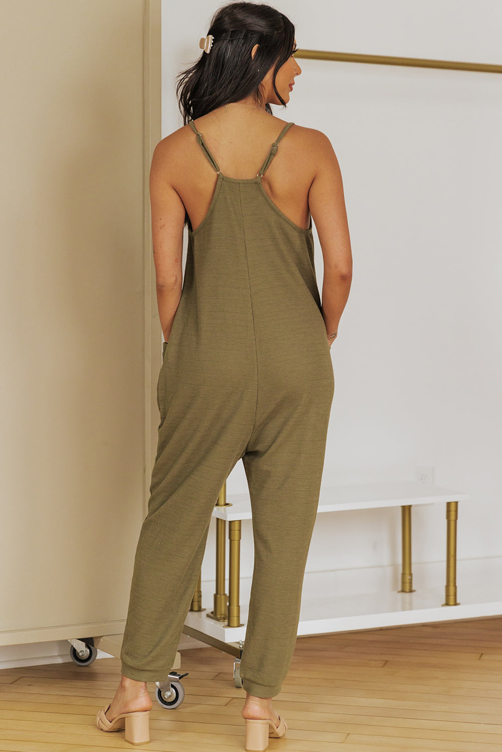 Green Textured Jumpsuit RTS