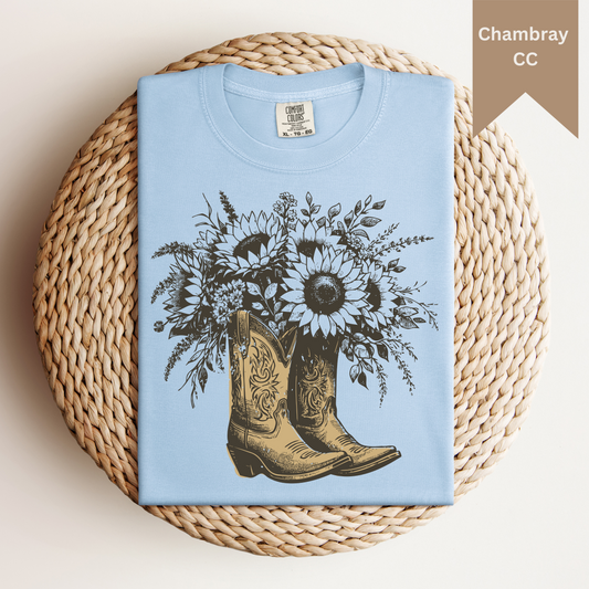 Cowgirl Floral Boots Tee.