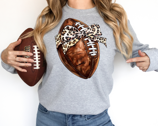 Leopard Bow Football - Sweatshirt