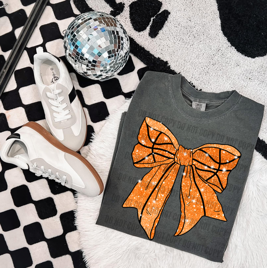 Faux Glitter Basketball Bow - WS