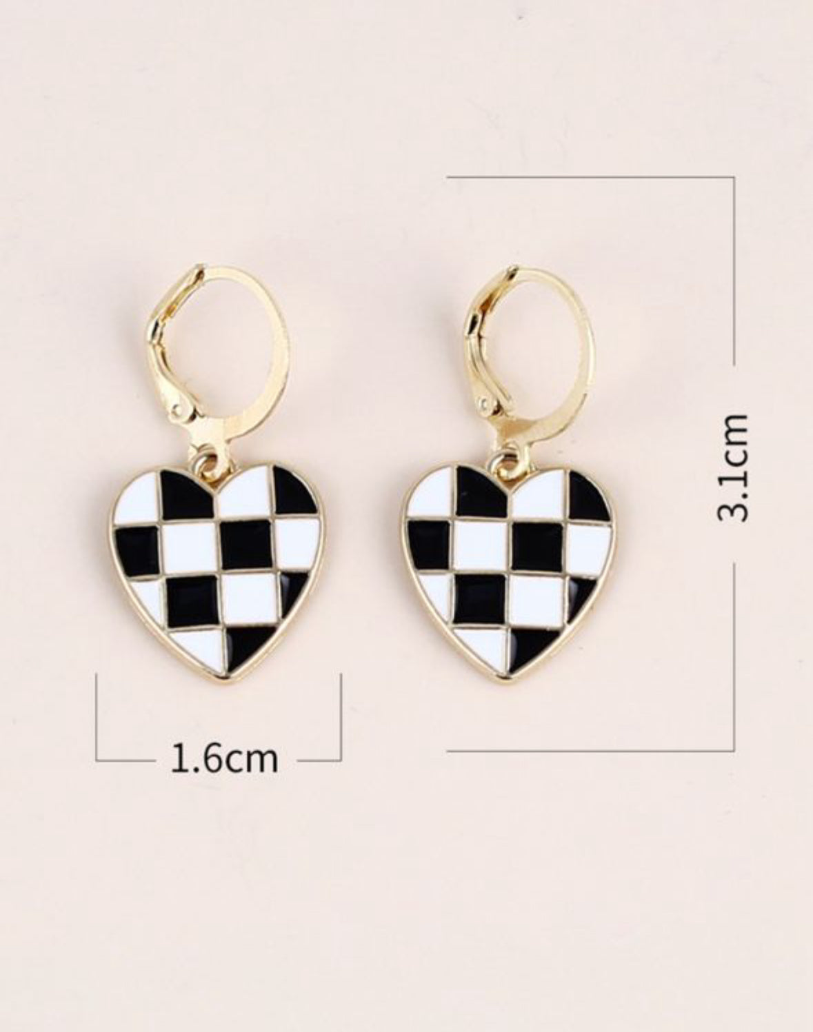 Checkered Heart Earrings RTS