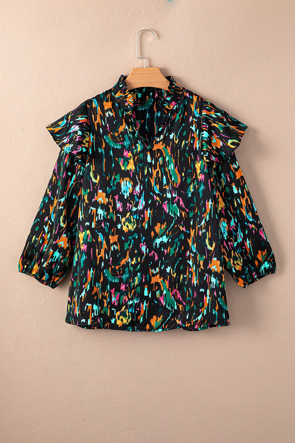 Black Abstract Print Blouse RTS