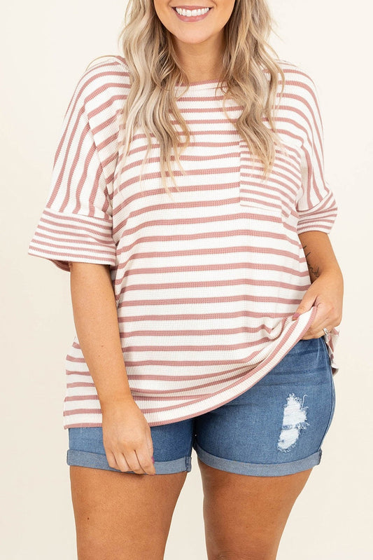 Pink Striped Plus Size T Shirt March.