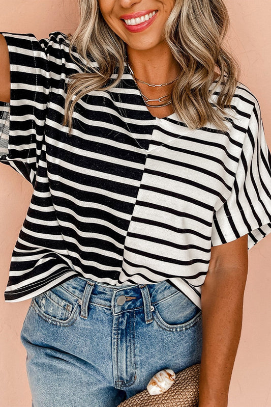 Black Striped Split T Shirt March.