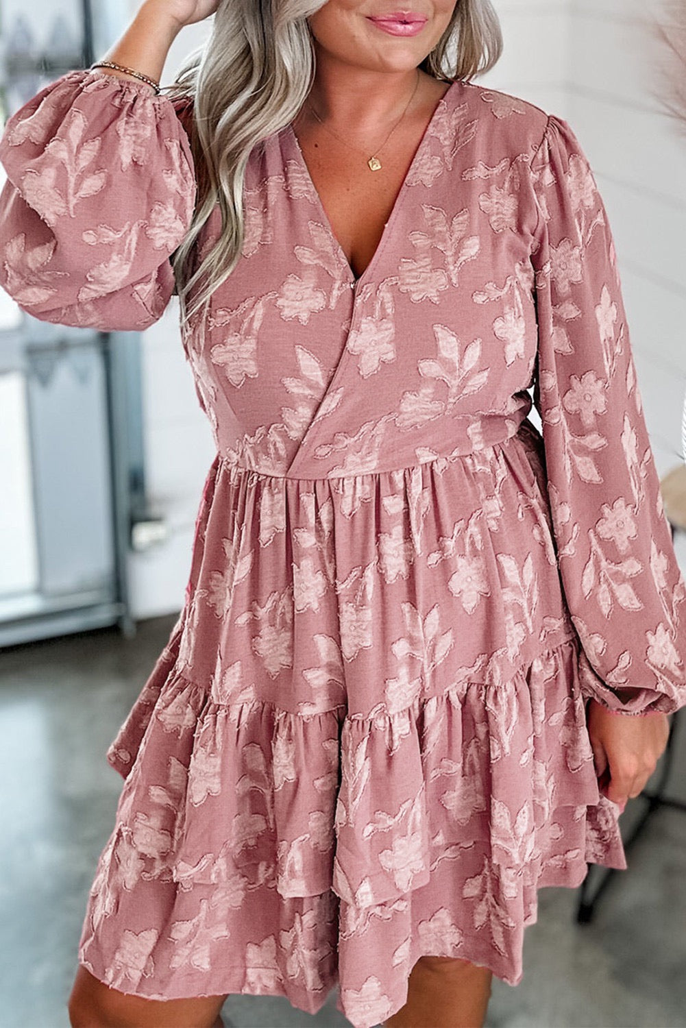 Dusty Pink Floral Plus Size Dress RTS