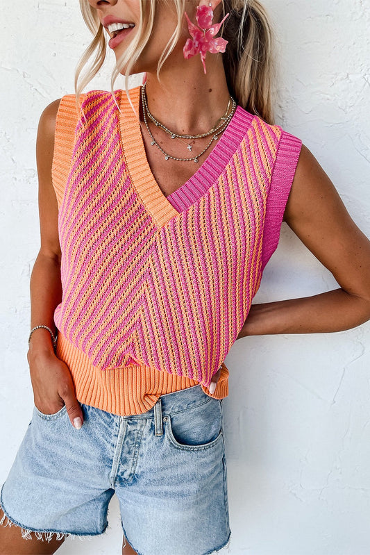 Orange and Pink Chevron Sweater Vest March.