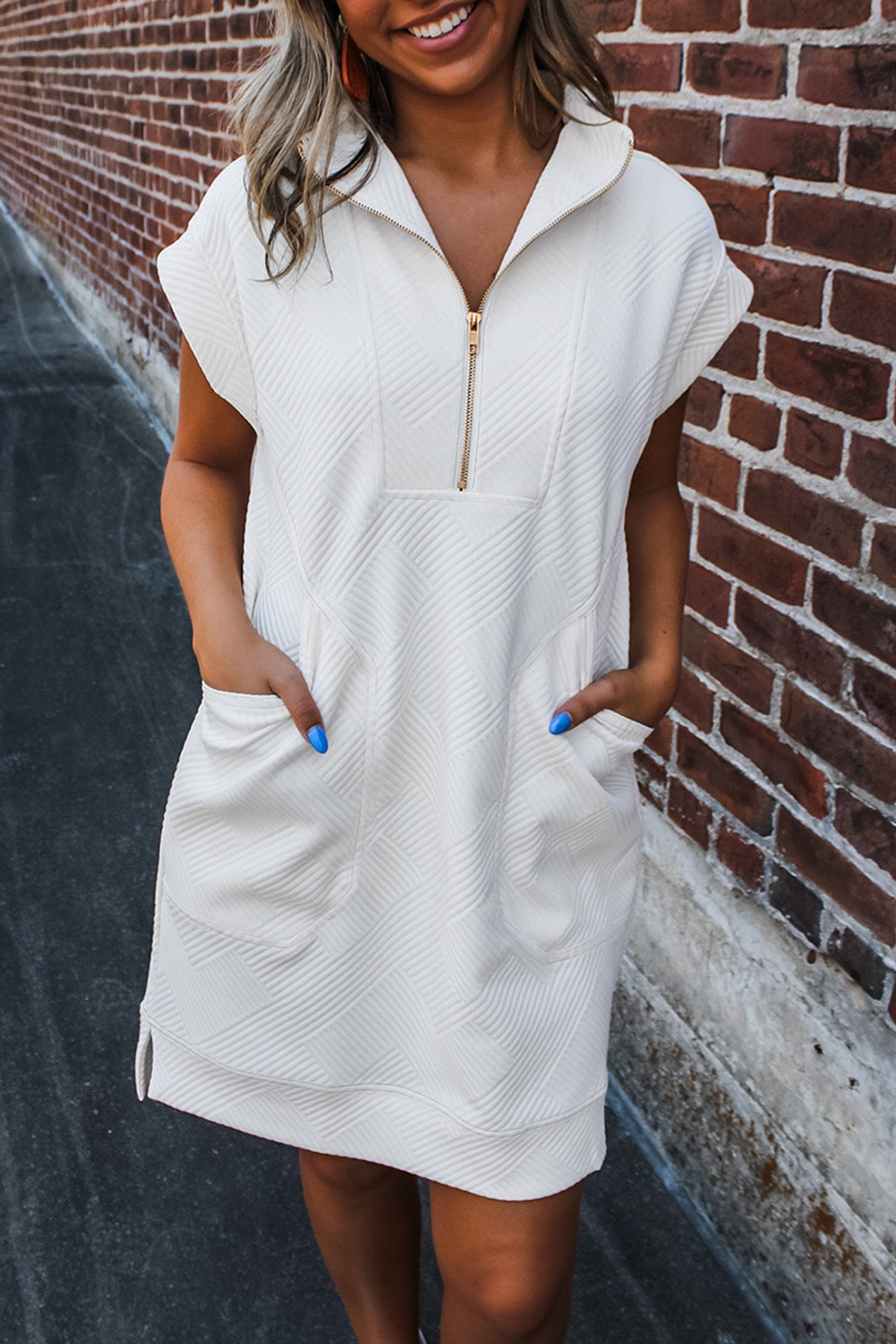 White Zip Up Dress RTS