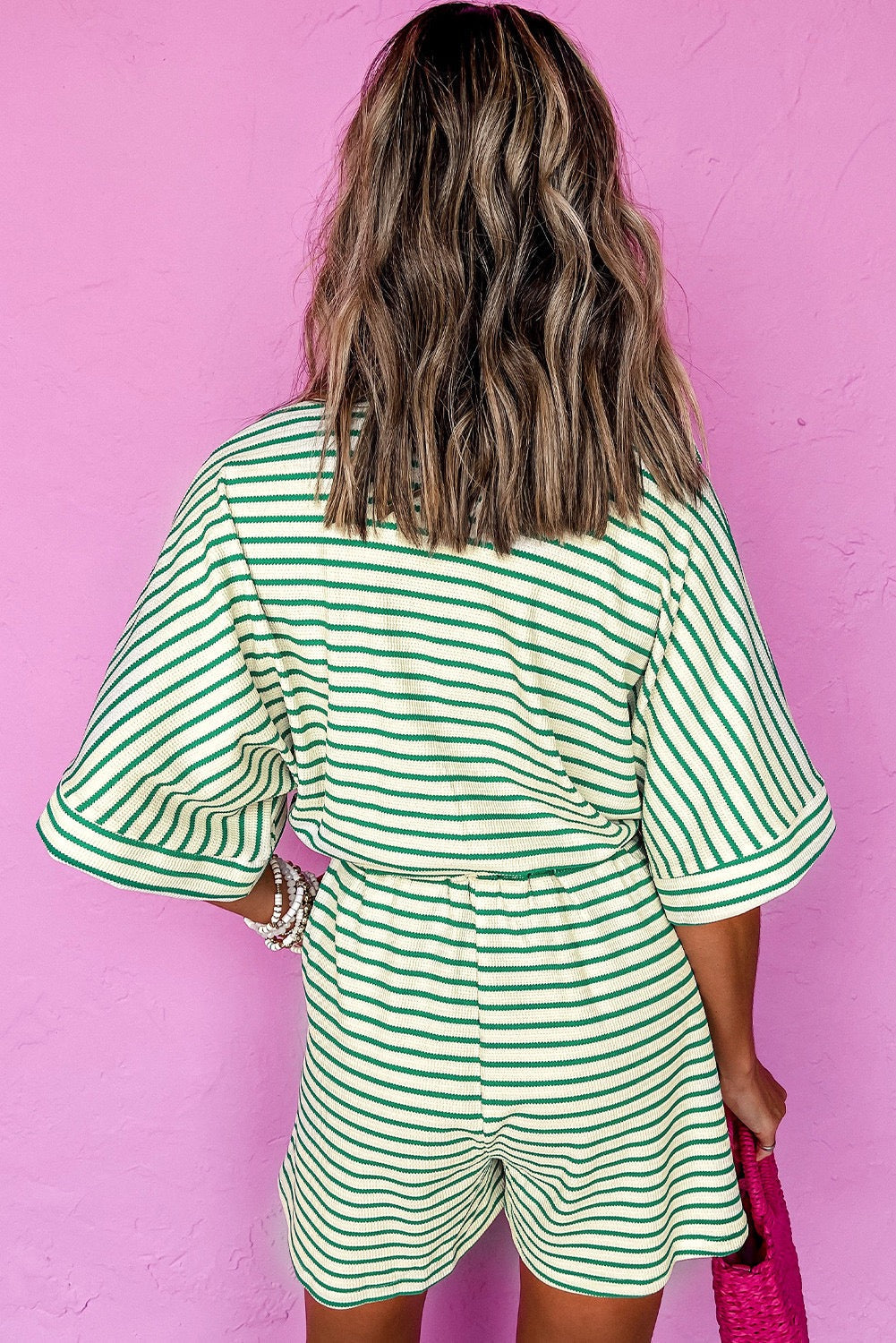 Green Striped Romper RTS