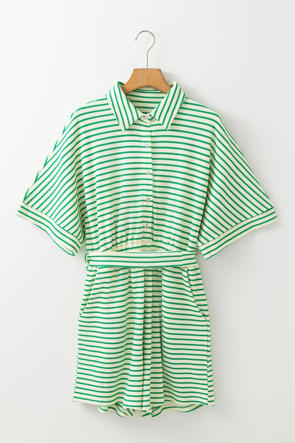 Green Striped Romper RTS