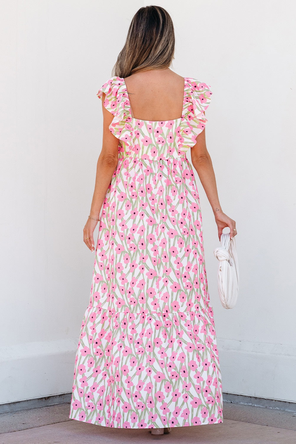 Pink Floral Ruffle Maxi RTS