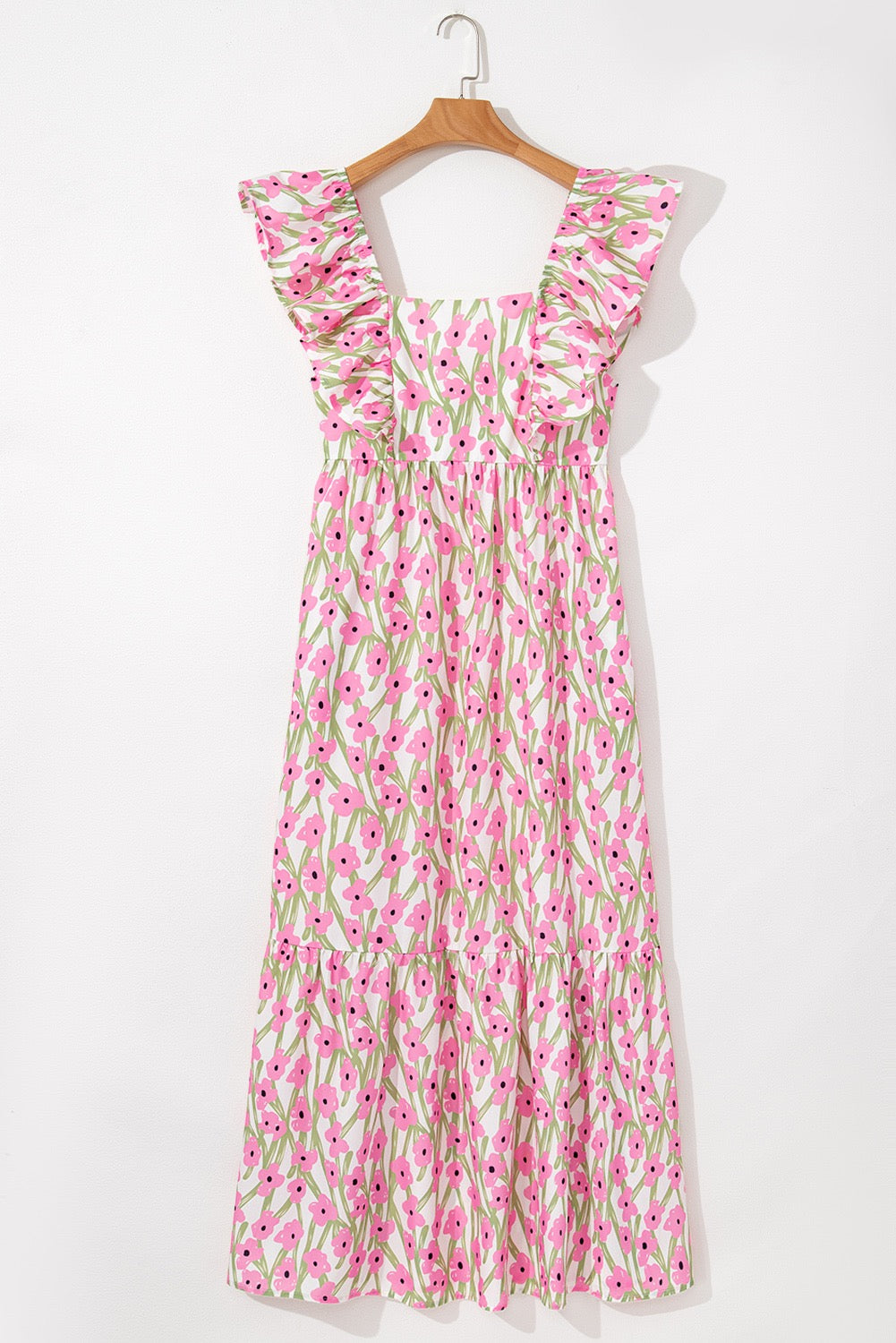 Pink Floral Ruffle Maxi RTS