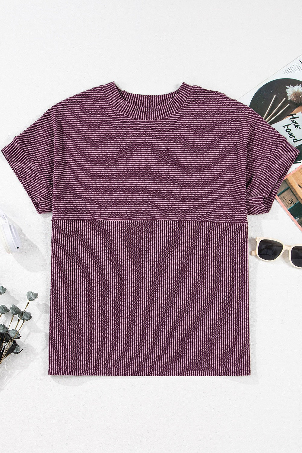 Purple Grey Corded T Shirt March.