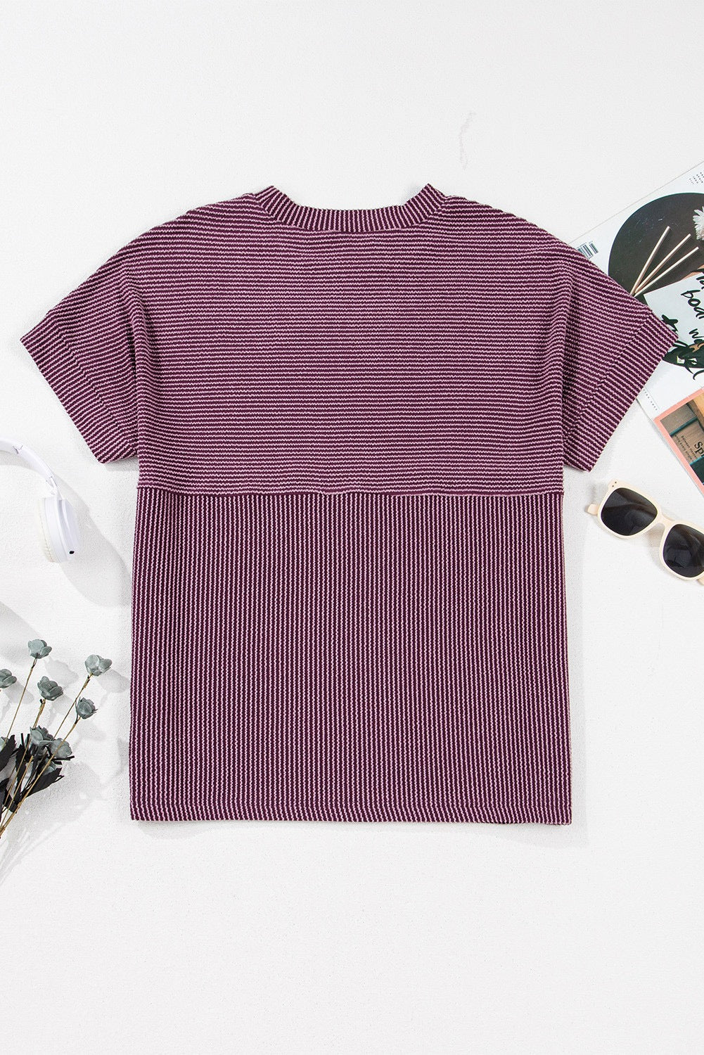 Purple Grey Corded T Shirt March.