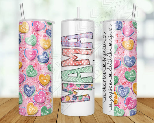 Custom Conversation Hearts Name & Kids Tumbler