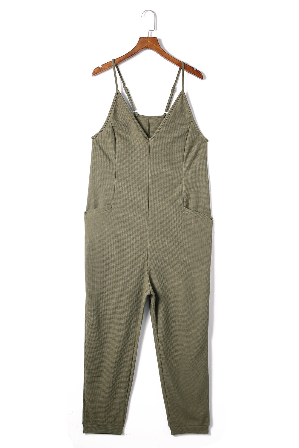 Green Textured Sleeveless Jumpsuit RTS